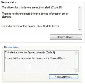 Device Driver Error Examples