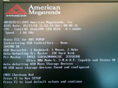 AMI BIOS Bad Checksum Error Message