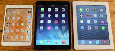 Three Generations of the Apple iPad released though the 2010's under Steve Jobs