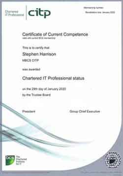 Here Is My Chartered IT Professional Certificate Of Compliance