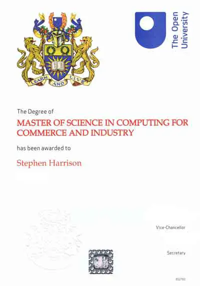 My Computing For Commerce And Industry Masters Certificate