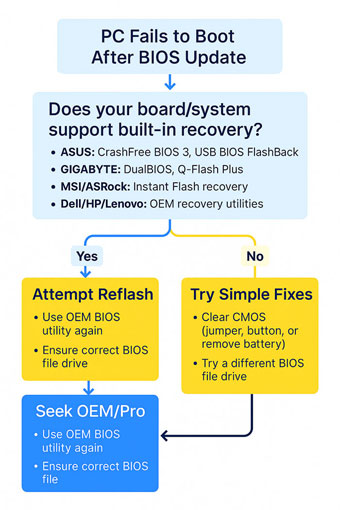 BIOS recovery flowchart: what to do if an update fails