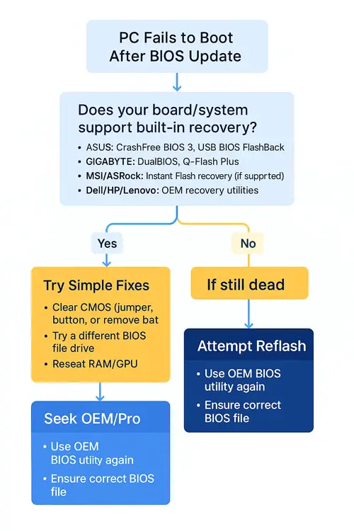 American Megatrends BIOS Update Recovery Flowchart. Check out hints and tips for recovering your device if the worst happens after updating your BIOS