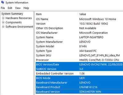 Windows Operating System MSINFO32 System Information