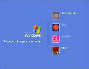 Windows XP Login Screen