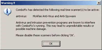 ComboFix Anti-Virus Warning