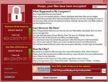 The WannaCry Ransomware Attack Screen