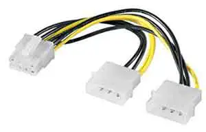 2x 4-pin plugs to pci express 8-pin internal power cable