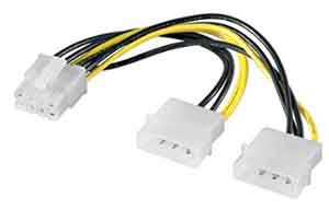 2x 4-pin plugs to pci express 8-pin internal power cable