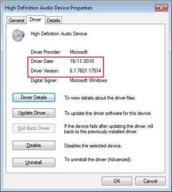 Windows O/S Device Driver Settings