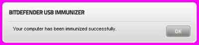 Bitdefender USB Immunizer Success