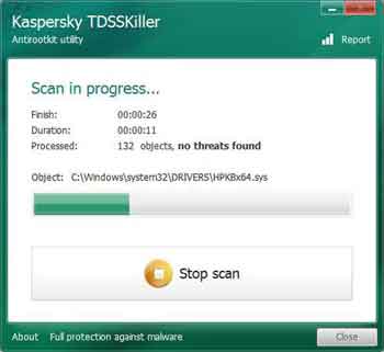 Kaspersky TDSSKiller Scan In Progress