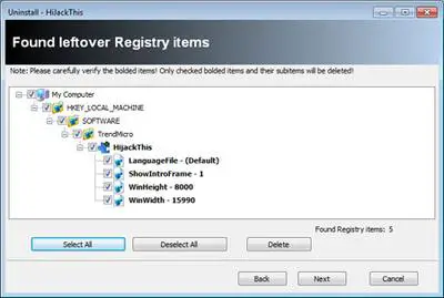 Revo Uninstaller Leftover Registry Items