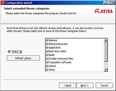 Avira Free Antivirus 2012 Extended Options