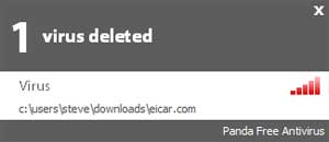 Panda Cloud Antivirus (2014) Virus Removal System Message