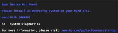Boot Device Not Found BIOS Error Message