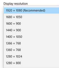 Operating System Screen Resolution Options