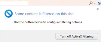 Active X Filtering Prompt