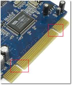 A Close Up Of The PCI Connectors On A Sound Card