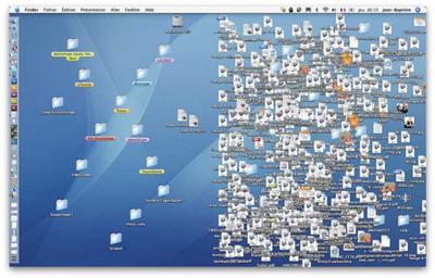 An Apple MacBook Cluttered Desktop