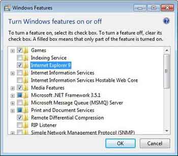 Windows 7 Features Options