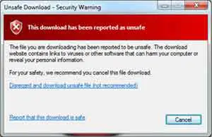 SmartScreen Download Warning Example