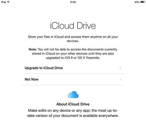 iOS8 Set Up iCloud Drive Upgrade