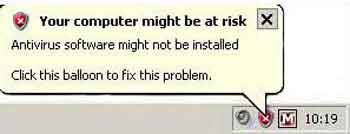 System Tray Security Risk Message