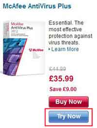 McAfee Free Trial Web Page