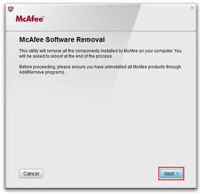 McAfee Software Removal Start