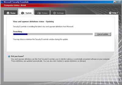 Microsoft Security Essentials Update Definitions