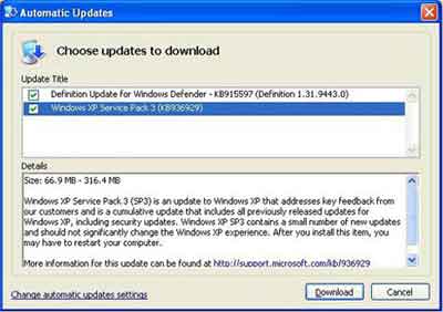 Service Pack 3 Download Option