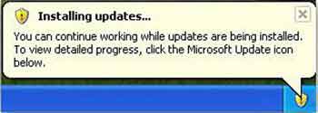 System Tray Installing New Updates Message