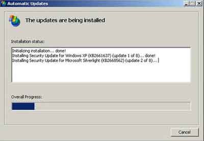 Windows XP Updates Are Being Installed