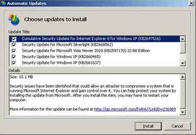 Choose Security Updates To Install