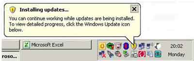 System Tray Installing Updates Pop Up