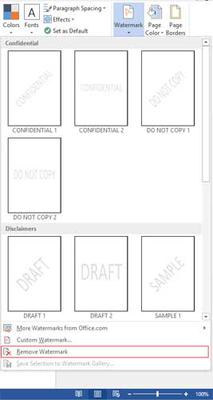 Word 2013 Remove Watermark Option