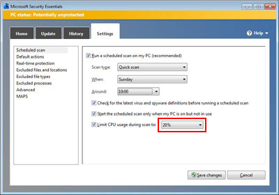 MSE Limit CPU Usage Setting