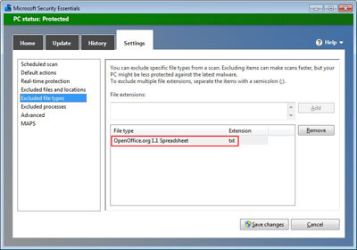 MSE Excluded File Types