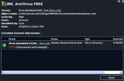 AVG Detecting A Virus