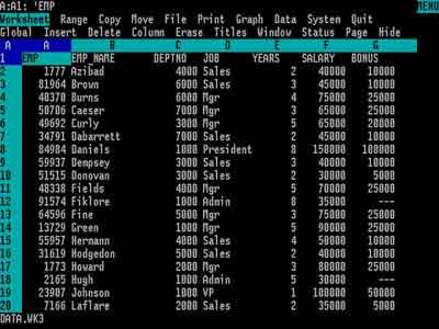 Lotus Notes 123 Spreadsheet