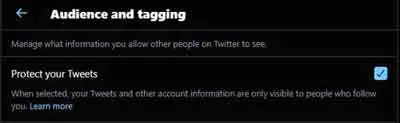 Twitter's Tweet Protection Settings