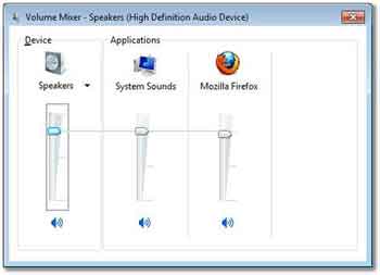 Volume Mixer Showing Sound Adjustment Options For Each Loaded Application