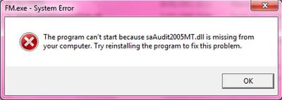 Football Manager DLL Error Message