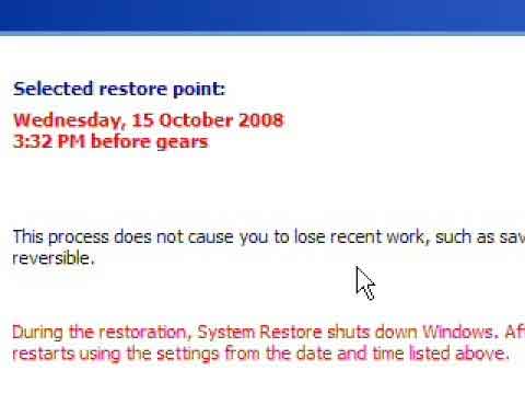 System Restore Tutorial Video