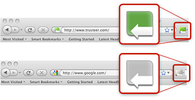 Trusteer Rapport Active (Green) and Inactive (Gray)