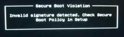 UEFI Secure Boot Violation