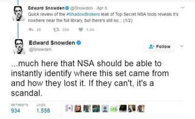 Edward Snowden Tweet on NSA