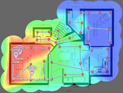 Example of A Heatmap Showing Wireless Coverage Quality Inside A Home