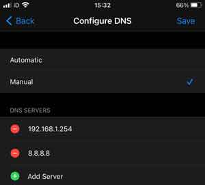 Configure DNS On The iPhone With The Google DNS Server Address